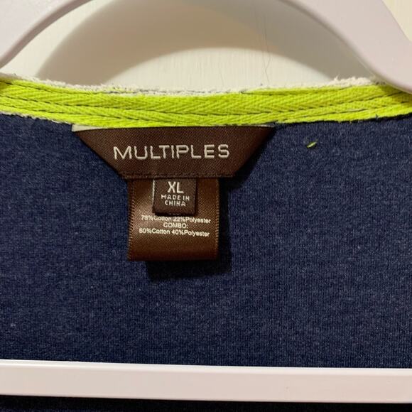 NWT Multiples LS Striped Cardigan Blue White Nautical Knit TerryCloth XL - Picture 5 of 10